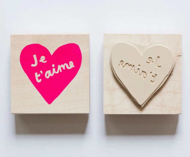 Yellow Owl Workshop - Heart Je T'aime Stamp - Art Noise