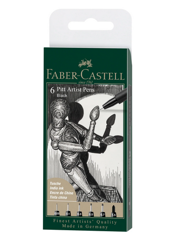Faber-Castell - PITT Artist Pen - Black Wallet of 6