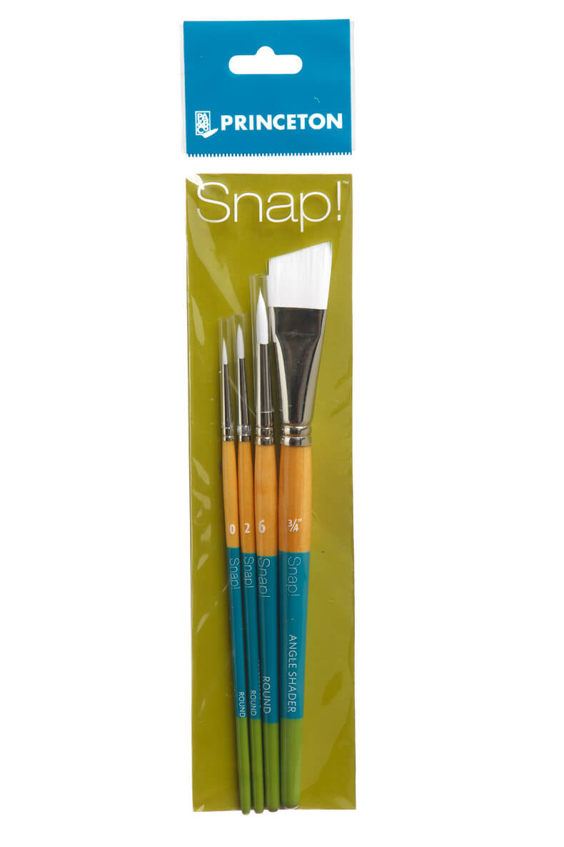 Princeton - Snap! White Taklon - Short Handle - Set of 4 - Art Noise