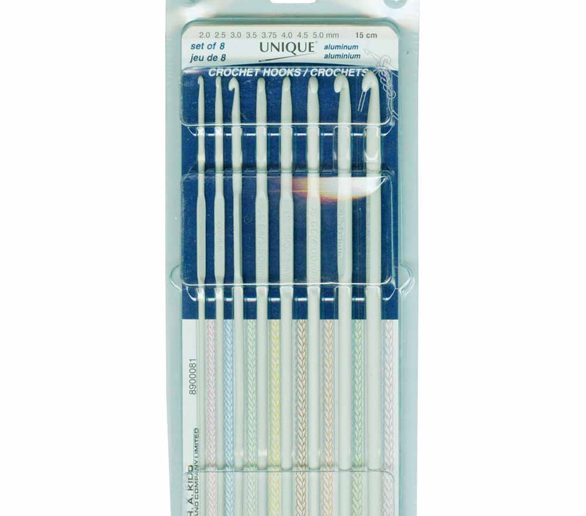 Unique - Crochet Hook Set Aluminum - 15cm (6″) - Set of 8 - Art Noise