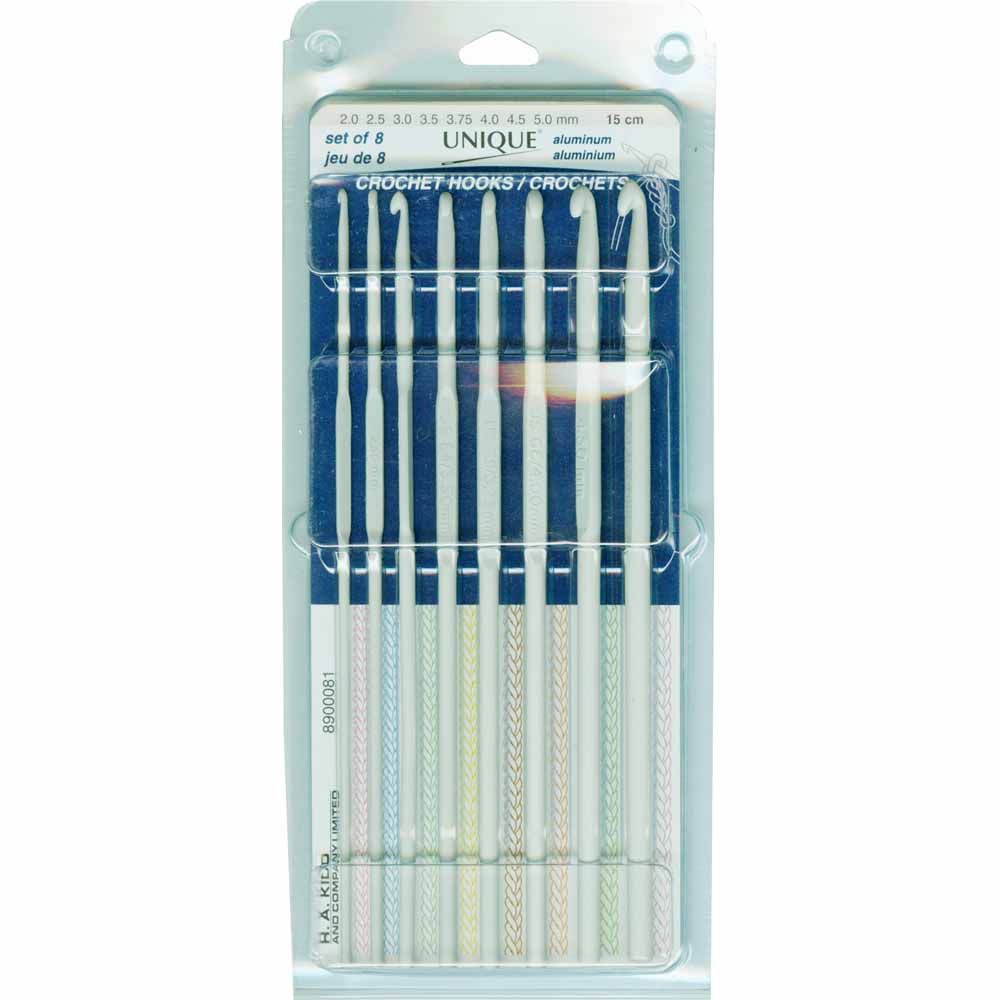 Unique - Crochet Hook Set Aluminum - 15cm (6″) - Set of 8 - Art Noise