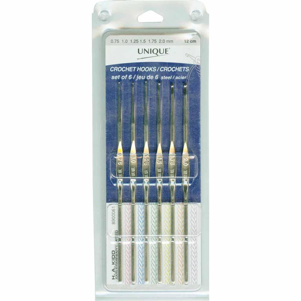 Unique - Crochet Hook Set Steel - 12cm (5″) - Set of 6 - Art Noise