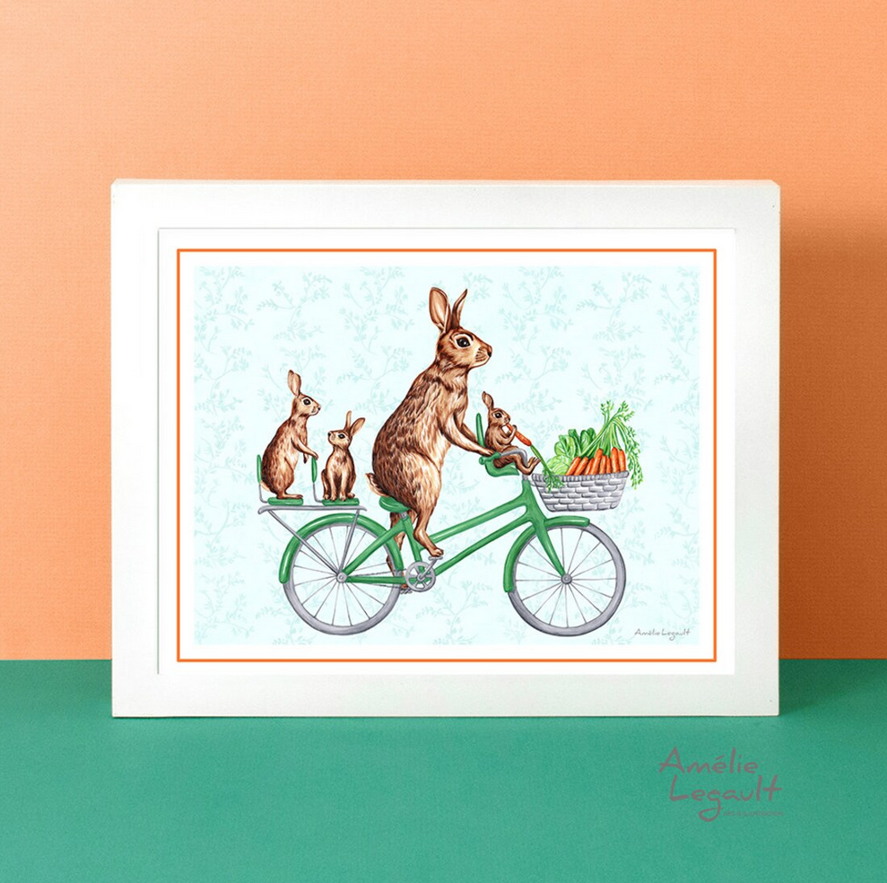 Amélie Legault - Bunnies on a Bike Art Print
