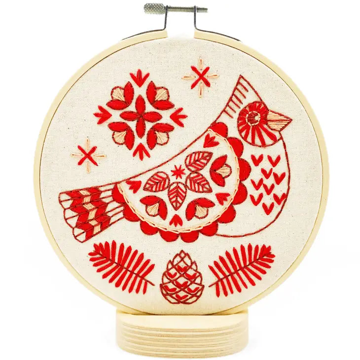 Hook, Line & Tinker - Embroidery Kit - Folk Cardinal - Art Noise