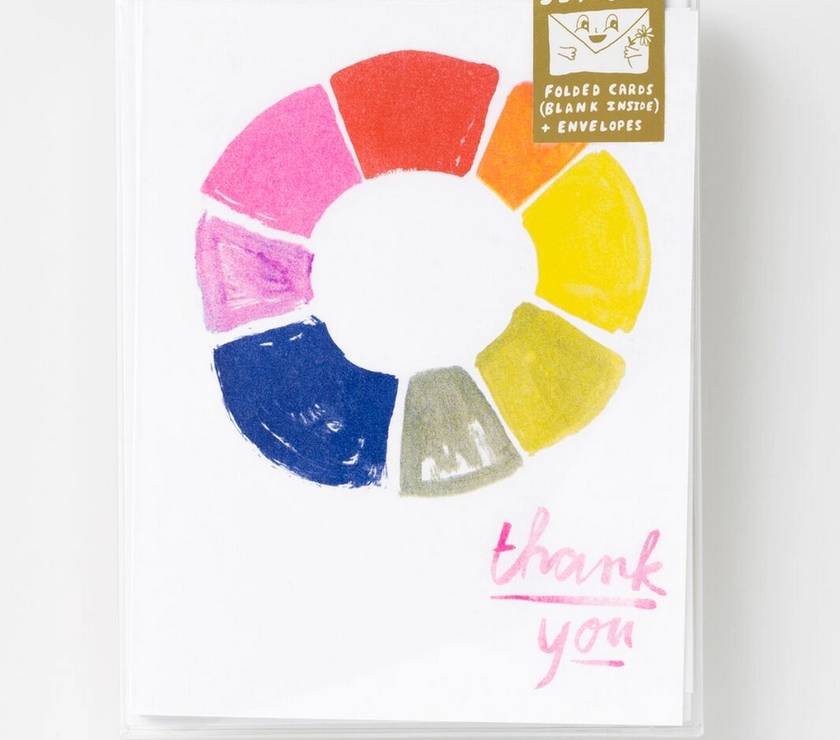 Yellow Owl Workshop - Set of 8 - Thank You Color Wheel Risograph Card - Art Noise