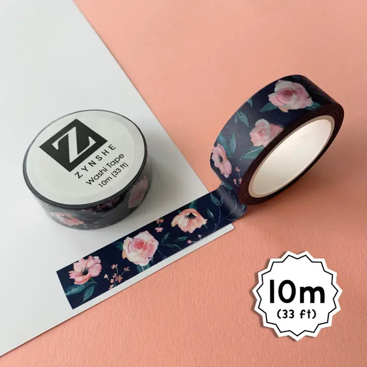 Zynshe - Navy Floral Washi Tape