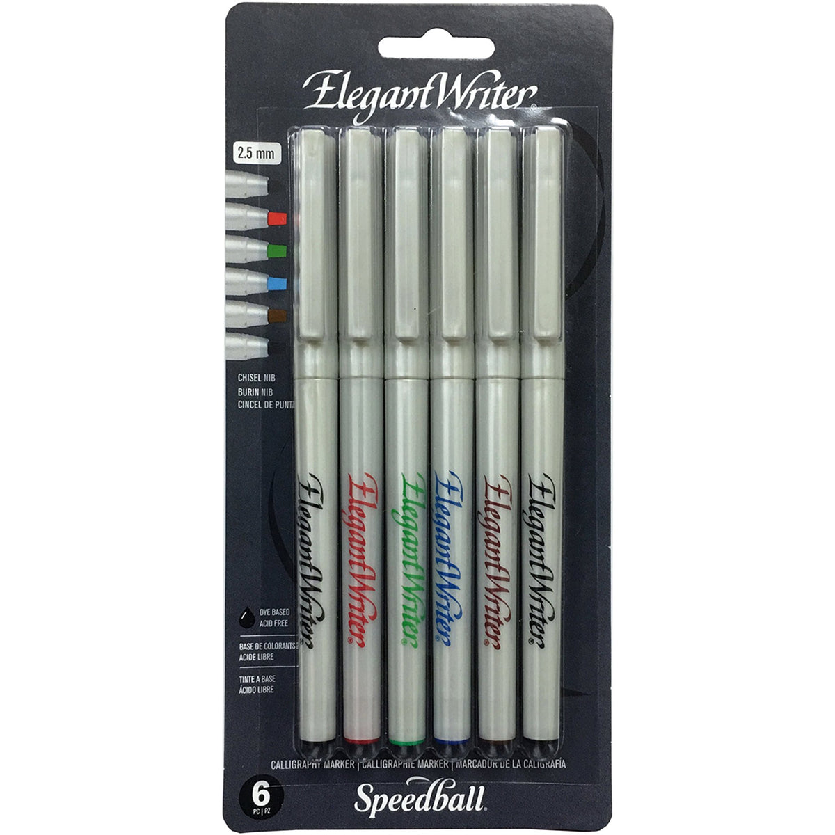 Speedball - Elegant Writer® 6 Pen Broad Carded Assorted Colors (4548318953559)
