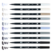 Tombow - Dual Brush Pen Art Markers: Greyscale - 10-Pack - Art Noise