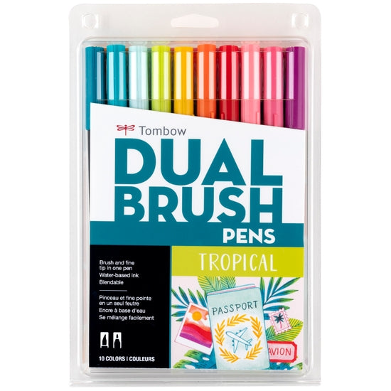 Tombow - Dual Brush Pen Art Markers: Tropical - 10-Pack - Art Noise