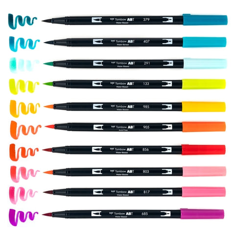 Tombow - Dual Brush Pen Art Markers: Tropical - 10-Pack - Art Noise