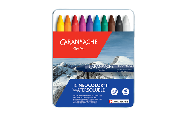 Caran D'Ache Classic Neocolor II Water-Soluble Crayons, 10 Assorted Colors  - Artist & Craftsman Supply