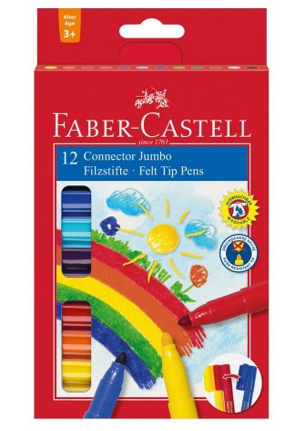 Faber-Castell - Felt Tip Jumbo Connector Markers - Box of 12 (4636219834455)