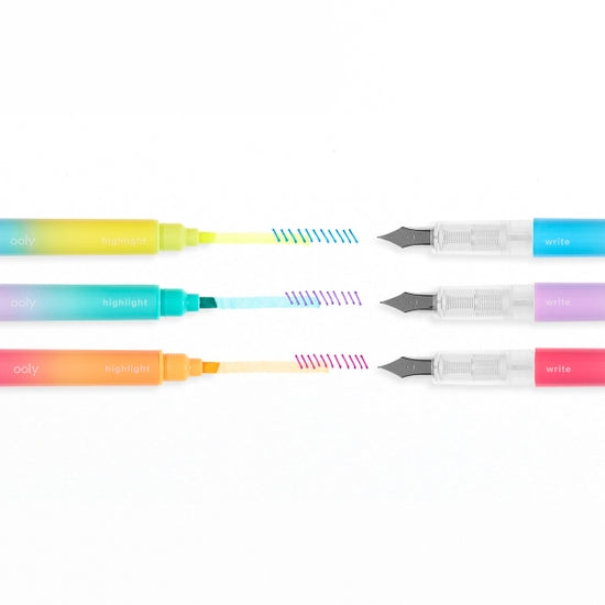 OOLY - Writer&#39;s Duo Double-Ended Fountain Pen + Highlighter