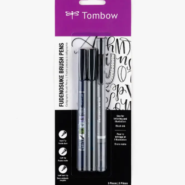 Tombow - Fudenosuke Calligraphy Brush Pens - 3-Pack - Art Noise