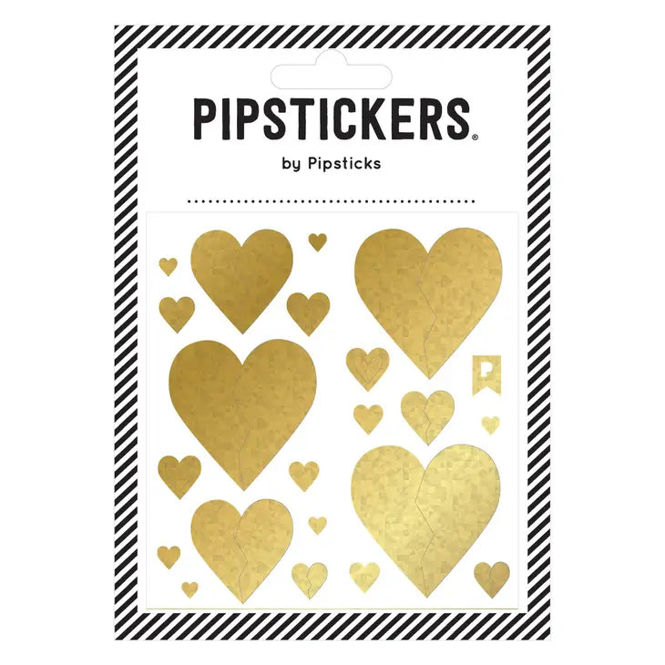 Pipsticks Stickers - Gold Holographic Broken Hearts - Art Noise