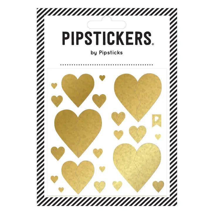 Pipsticks Stickers - Gold Holographic Broken Hearts