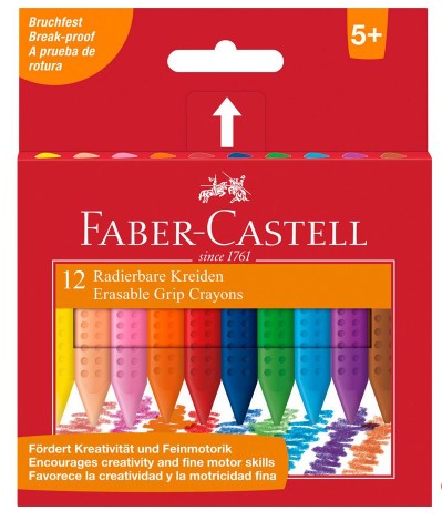 Faber-Castell - Grip Erasable Crayons - Box of 12 - Art Noise