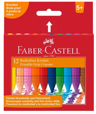 Faber-Castell - Grip Erasable Crayons - Box of 12 (4635749908567)