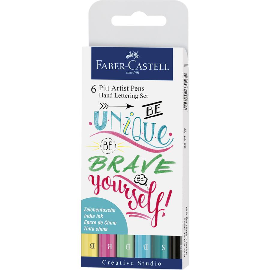 Faber-Castell - Pitt Artist Pen - Assorted tips - Hand Lettering Set #1 - Wallet of 6 (4438874128471)