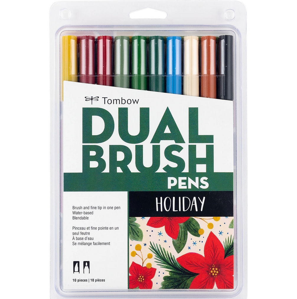 Tombow - Dual Brush Markers - Holiday, 10-Pack - Art Noise