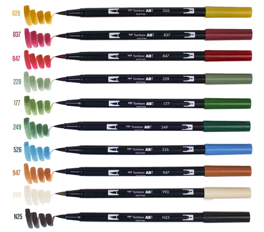 Tombow - Dual Brush Markers - Holiday, 10-Pack - Art Noise