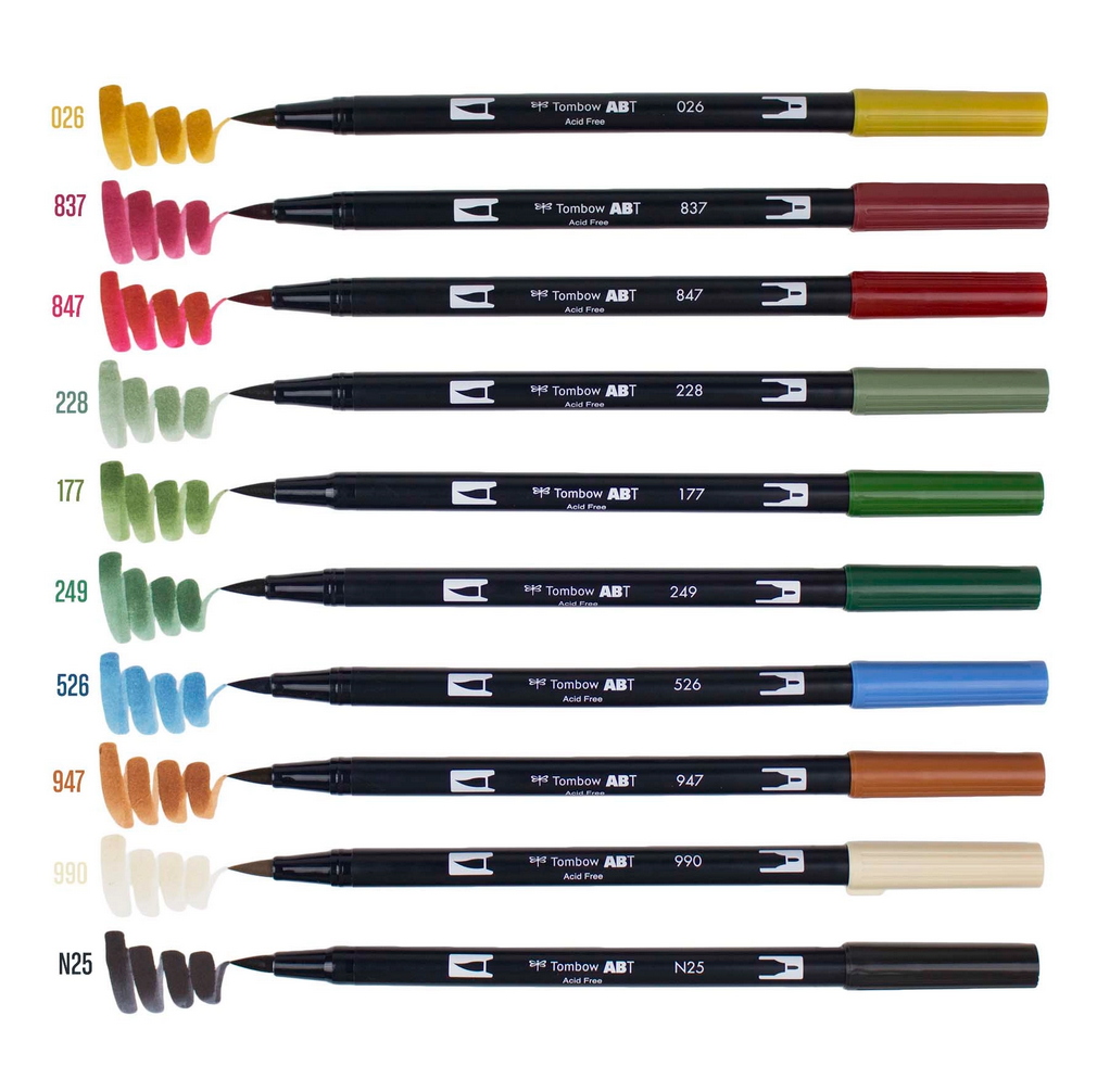 Tombow - Dual Brush Markers - Holiday, 10-Pack - Art Noise