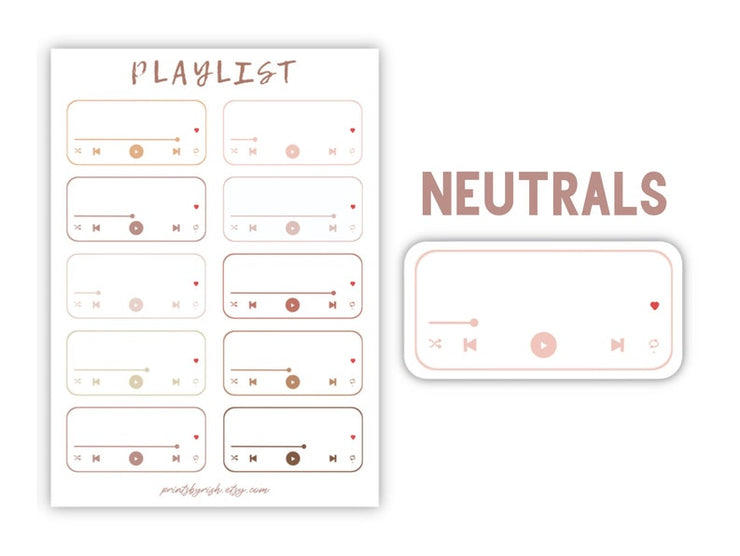 Prints By Rish - Playlist Sticker Sheet - Art Noise