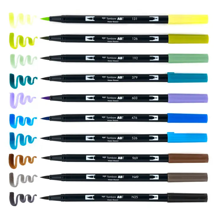 Tombow 56169 Dual Brush Pen Art Markers, Landscape, 10-Pack. Blendable,  Brush and Fine Tip Markers