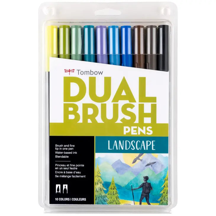 Dual Brush Pen Art Markers 10-Pack, Grayscale, Brush Markers