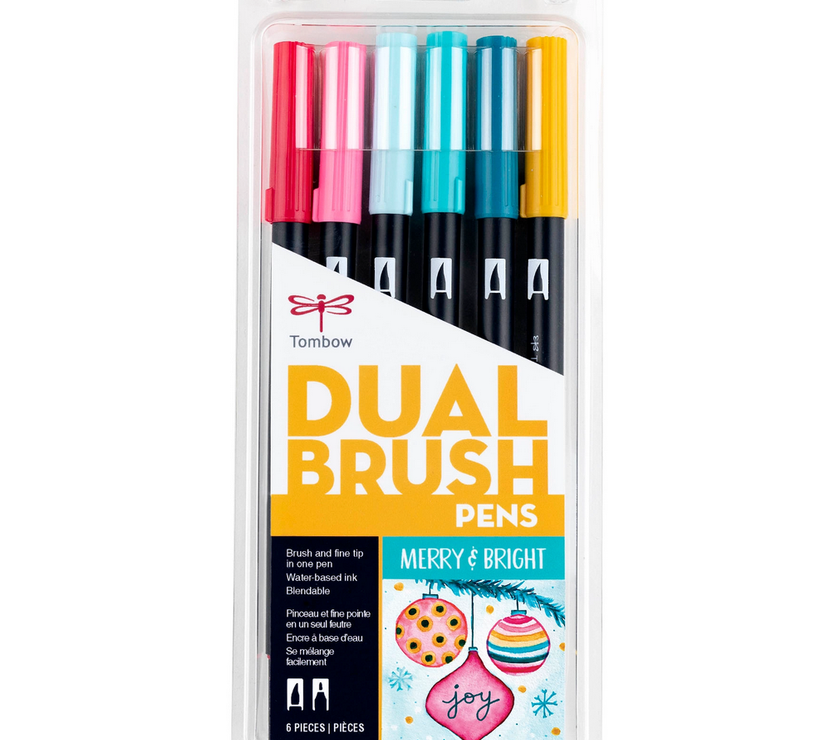 Tombow - Dual Brush Markers - Merry & Bright, 6-Pack - Art Noise