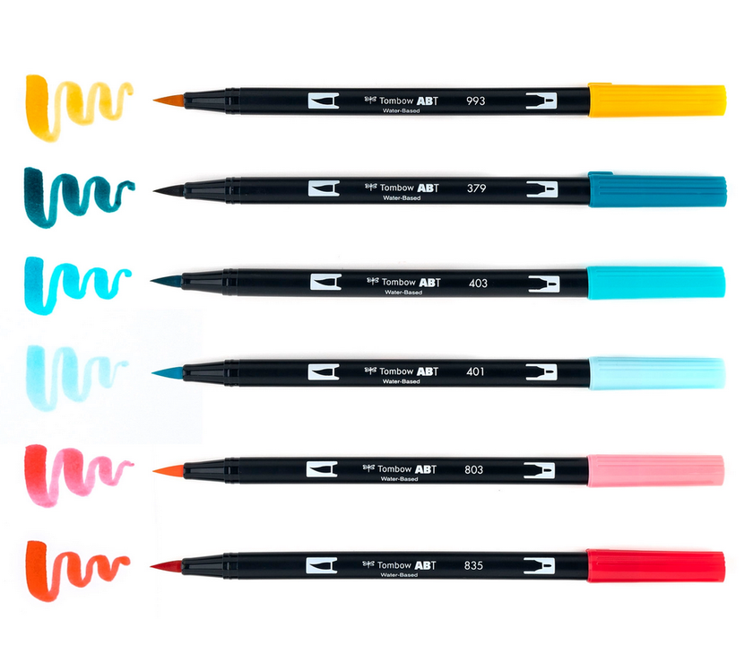 Tombow - Dual Brush Markers - Merry & Bright, 6-Pack - Art Noise