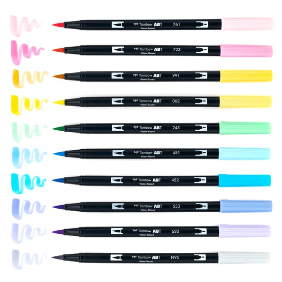 Tombow - Dual Brush Pen Art Markers: Pastel - 10-Pack - Art Noise