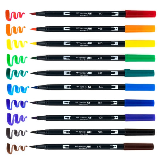 Tombow - Dual Brush Pen Art Markers: Primary - 10-Pack - Art Noise
