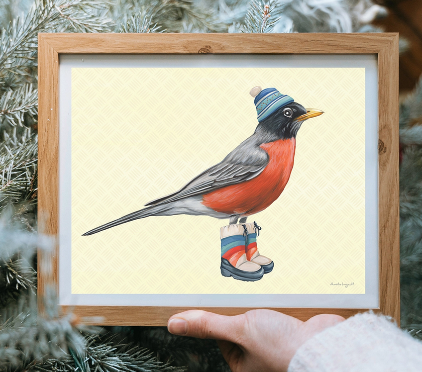 Amélie Legault - American Robin with Moon Boots Print - Art Noise