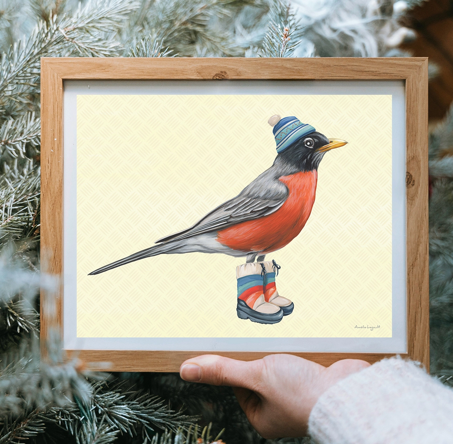 Amélie Legault - American Robin with Moon Boots Print - Art Noise