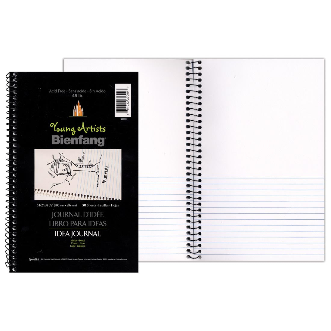 Speedball - Young Artists Idea Journal (45 lb) White (Half-Lined) / 5.5"x8.5" / 50 sheets (4548321640535)