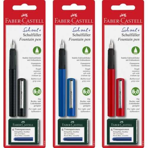 Faber-Castell - SCHOOL FOUNTAIN PEN W/6 INK CARTRIDGES (4438868983895)