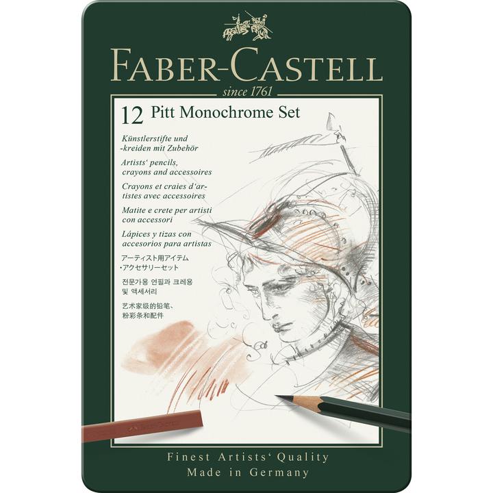 Faber-Castell - Pitt Monochrome Set - Tin of 12 (4438876487767)