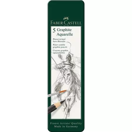 Faber-Castell - Graphite Aquarelle Water Soluble Pencil - Tin of 5 - Art Noise Faber-Castell - Graphite Aquarelle Water Soluble Pencil - Tin of 5 Faber-Castell Pencils art-noise.myshopify.com faber-castell-graphite-aquarelle-water-soluble-pencil-tin-of-5