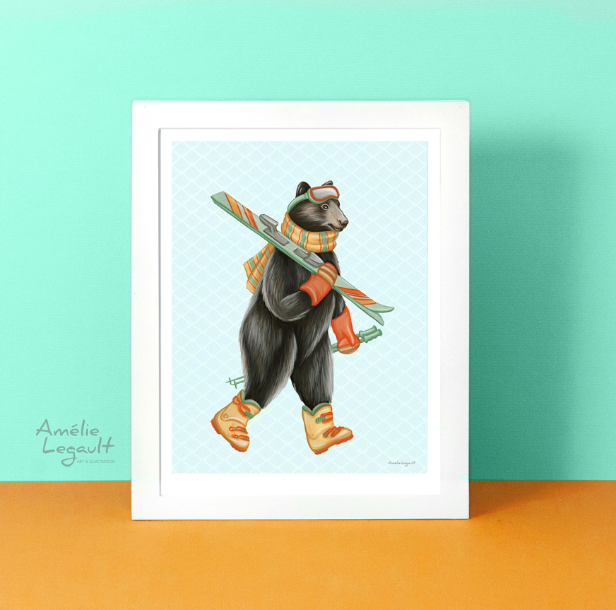 Amélie Legault - Skiing Black Bear Print