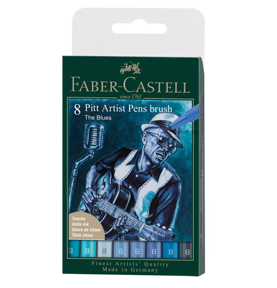 Faber-Castell - PITT Artist Pen - The Blues Wallet of 8 - Art Noise