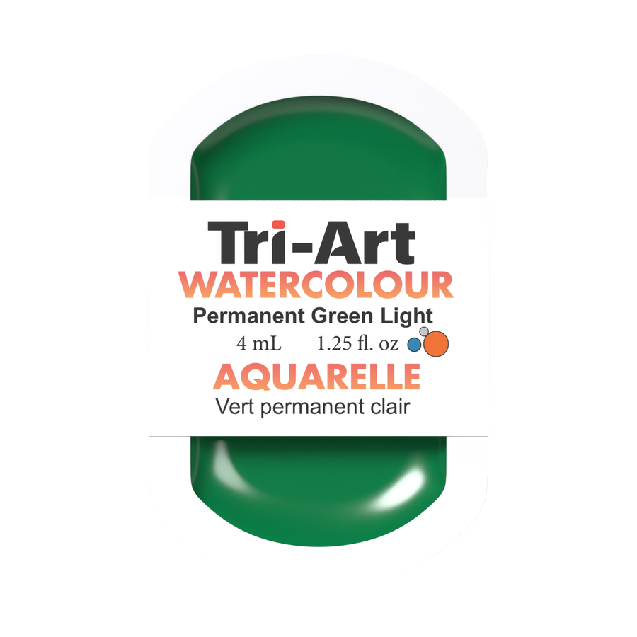 Tri-Art Water Colour Pans - Permanent Green Light - 4 mL - Art Noise