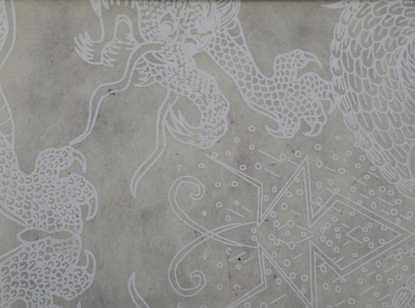 Tibetan Paper & Handicraft - Himalayan Lokta paper - Dragon print - 20x30" - Art Noise