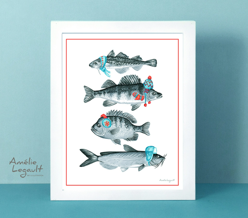Amélie Legault - Winter Fish Print - Art Noise