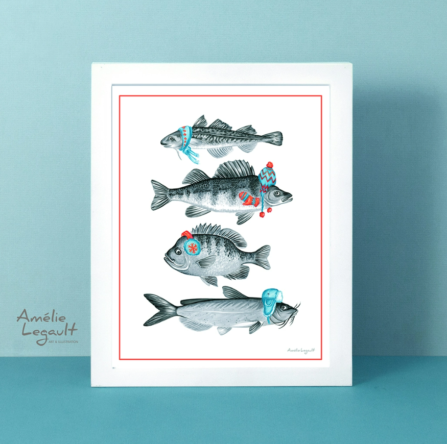 Amélie Legault - Winter Fish Print - Art Noise