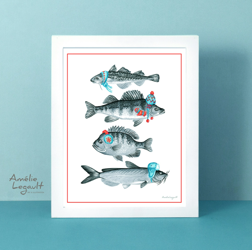 Amélie Legault - Winter Fish Print